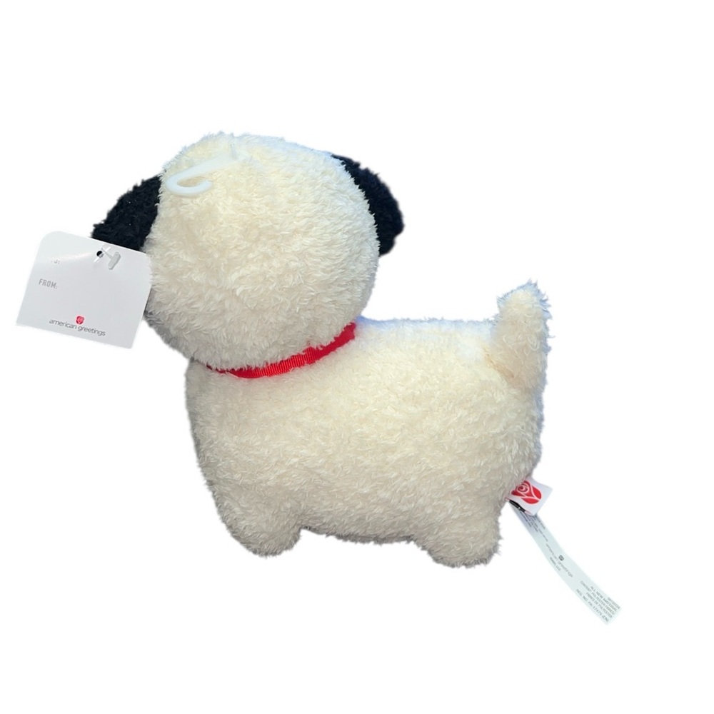 American Greetings White Black Red Heart Chubby Puppy Dog Plush Stuffed Animal - Picture 3 of 3